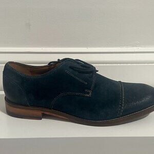 NEW Clarks 1825 Collection Exton Cap LaceUp Shoes Marine Navy Blue Suede Sz 9.5